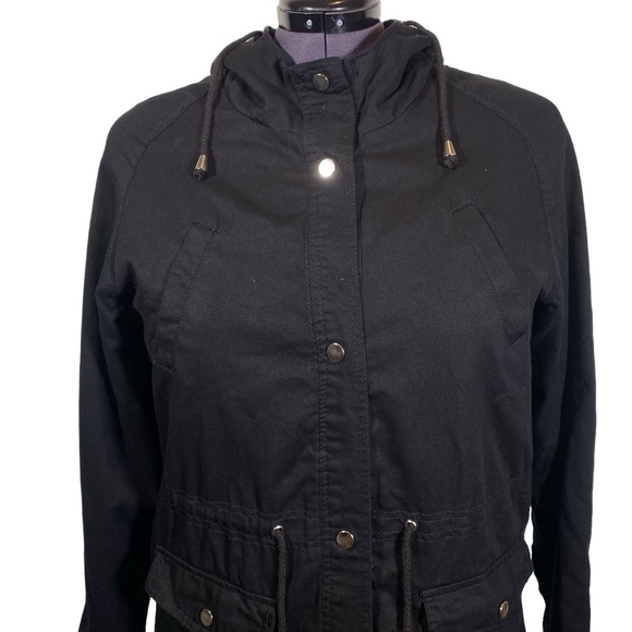 MISS LONDON Black label women's plus size 2X Black hooded pockets snap jacket - Picture 2 of 9